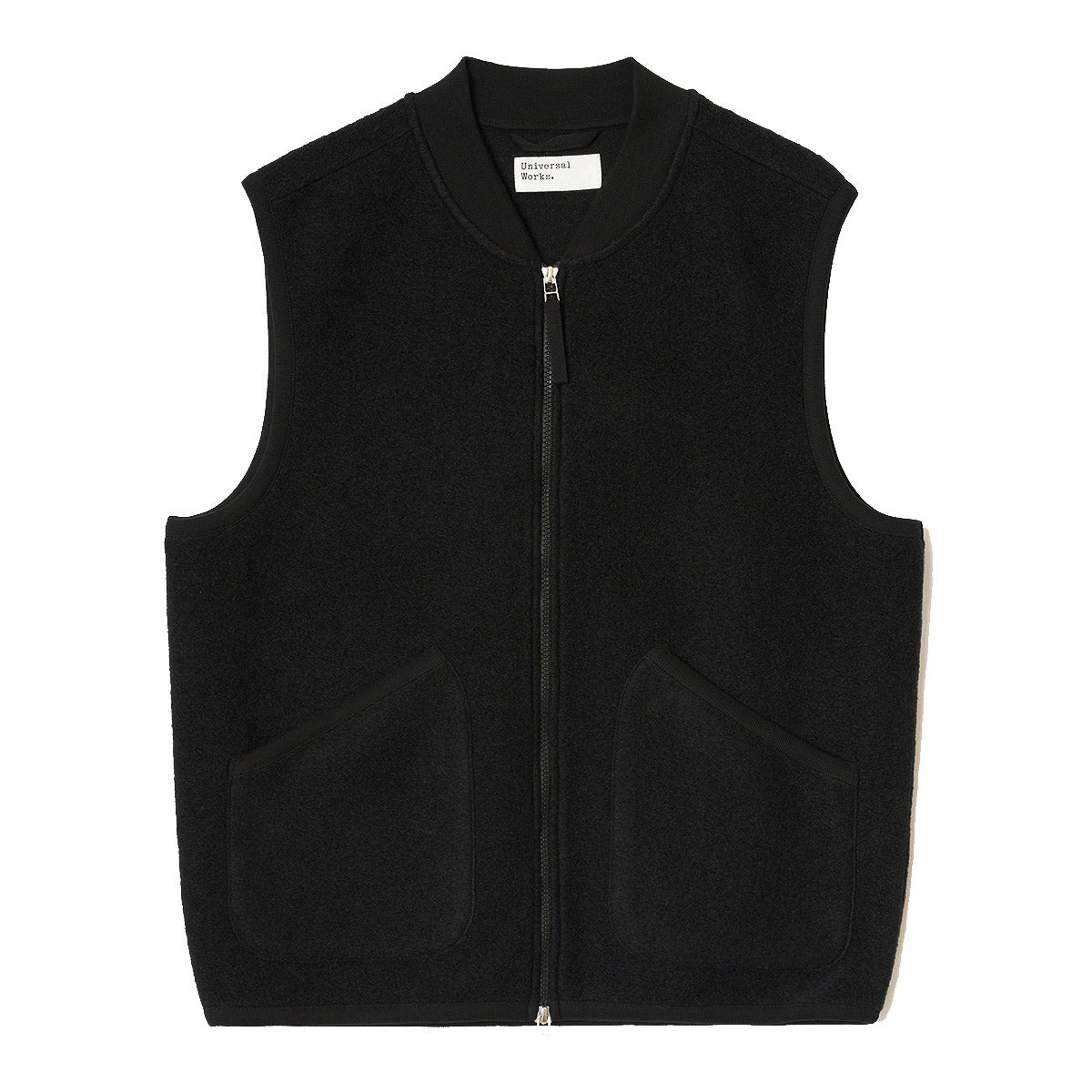 Zip Waistcoat - Black Wool Fleece