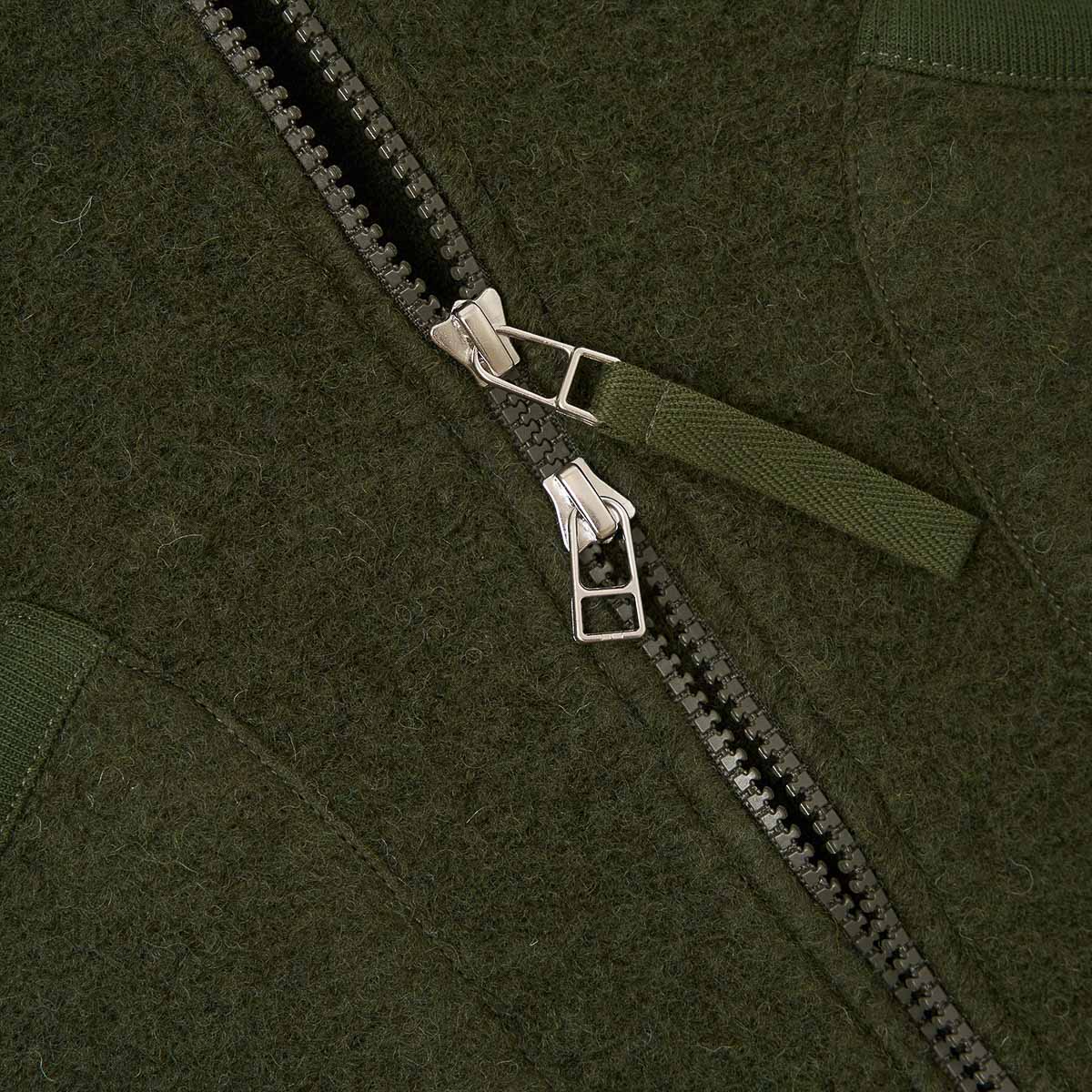 Zip Waistcoat - Olive Wool Fleece