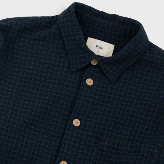 Easy Fit Shirt - Navy Crinkle Check