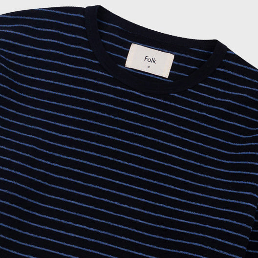 Textured Stripe T-Shirt - Black/Soft Blue