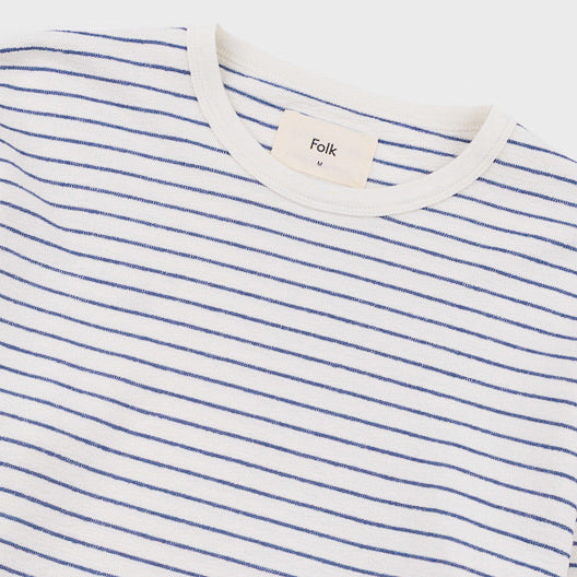 Textured Stripe T-Shirt - Ecru/Soft Blue