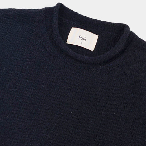 Slouch Crew - Black Charcoal Cast Intarsia