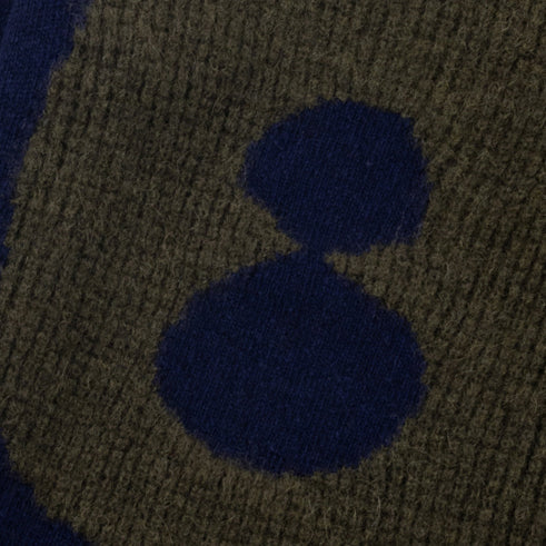 Slouch Crew - Navy Olive Cast Intarsia