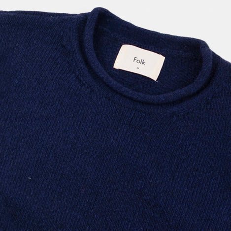 Slouch Crew - Navy Olive Cast Intarsia
