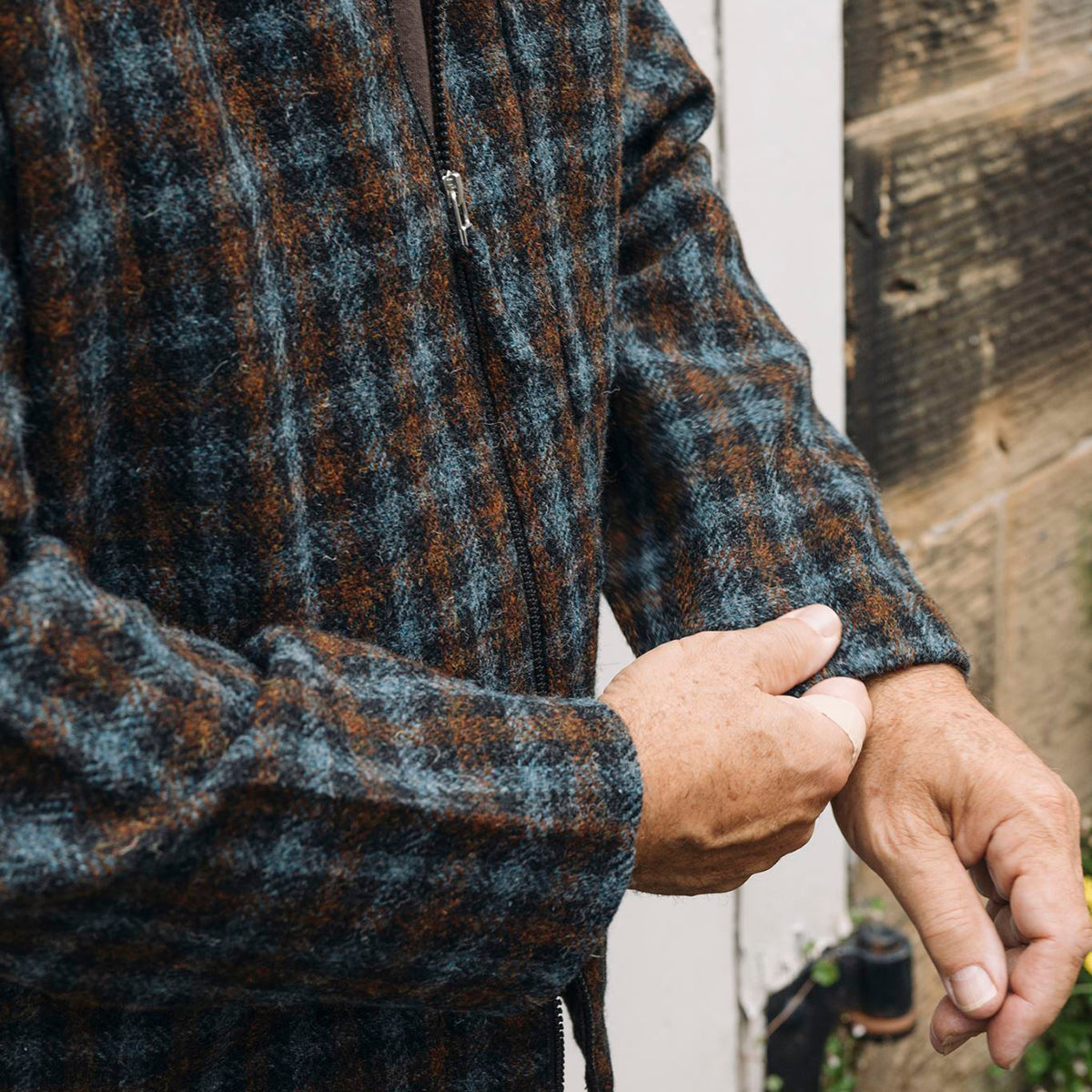 UW x Frontiers Ltd Edition Zip Overshirt - Brown/Grey Check Harris Tweed