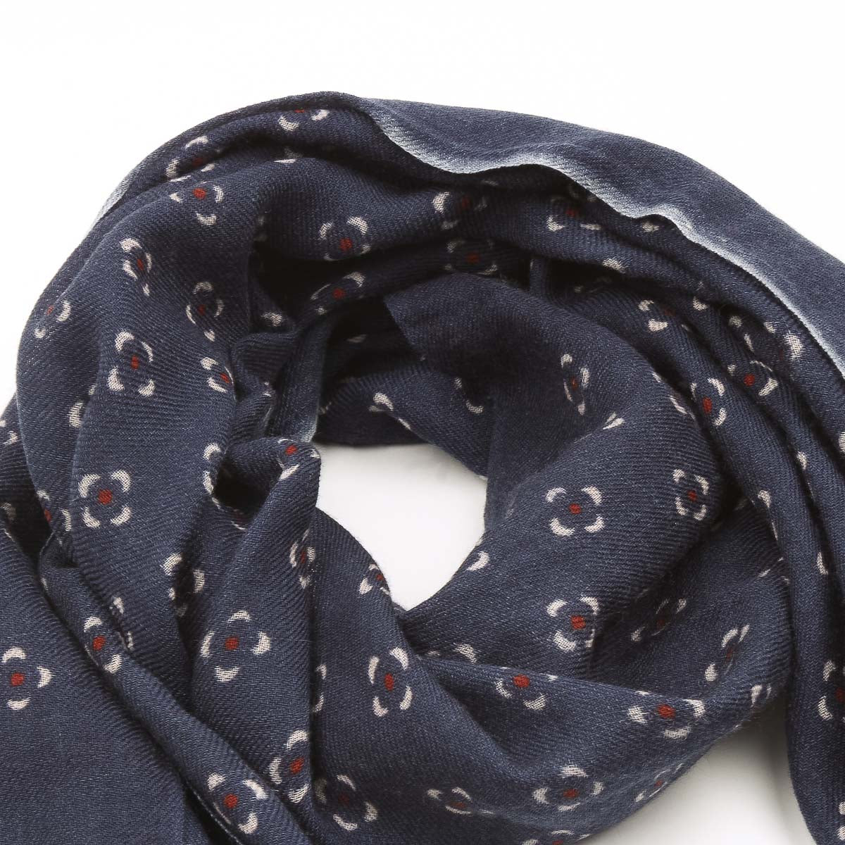 Wool Scarf 4411 - Indigo Dots #01