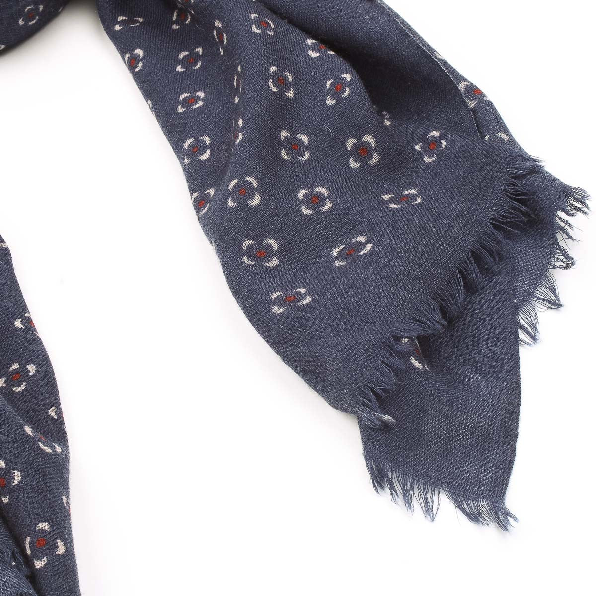 Wool Scarf 4411 - Indigo Dots #01