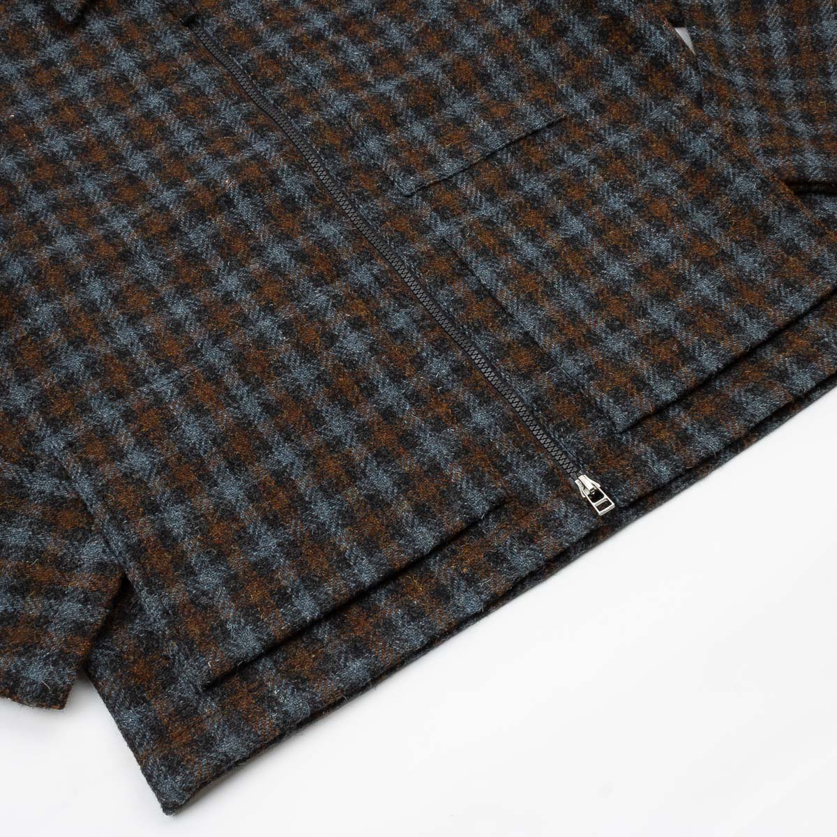 UW x Frontiers Ltd Edition Zip Overshirt - Brown/Grey Check Harris Tweed