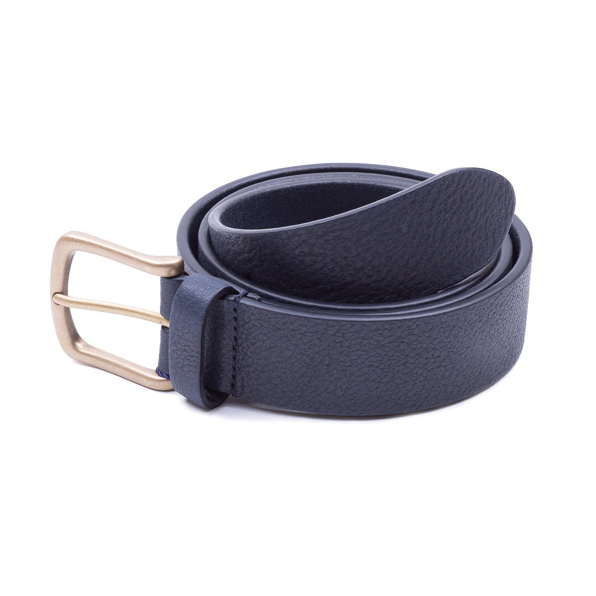 Grained Bull Calf Leather Belt - Navy