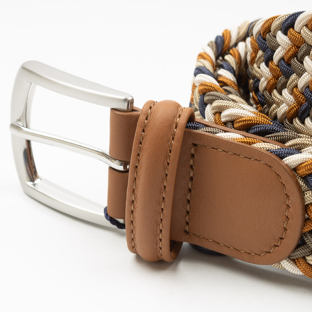 Belt - Tan/Navy Multi Woven Elasticated