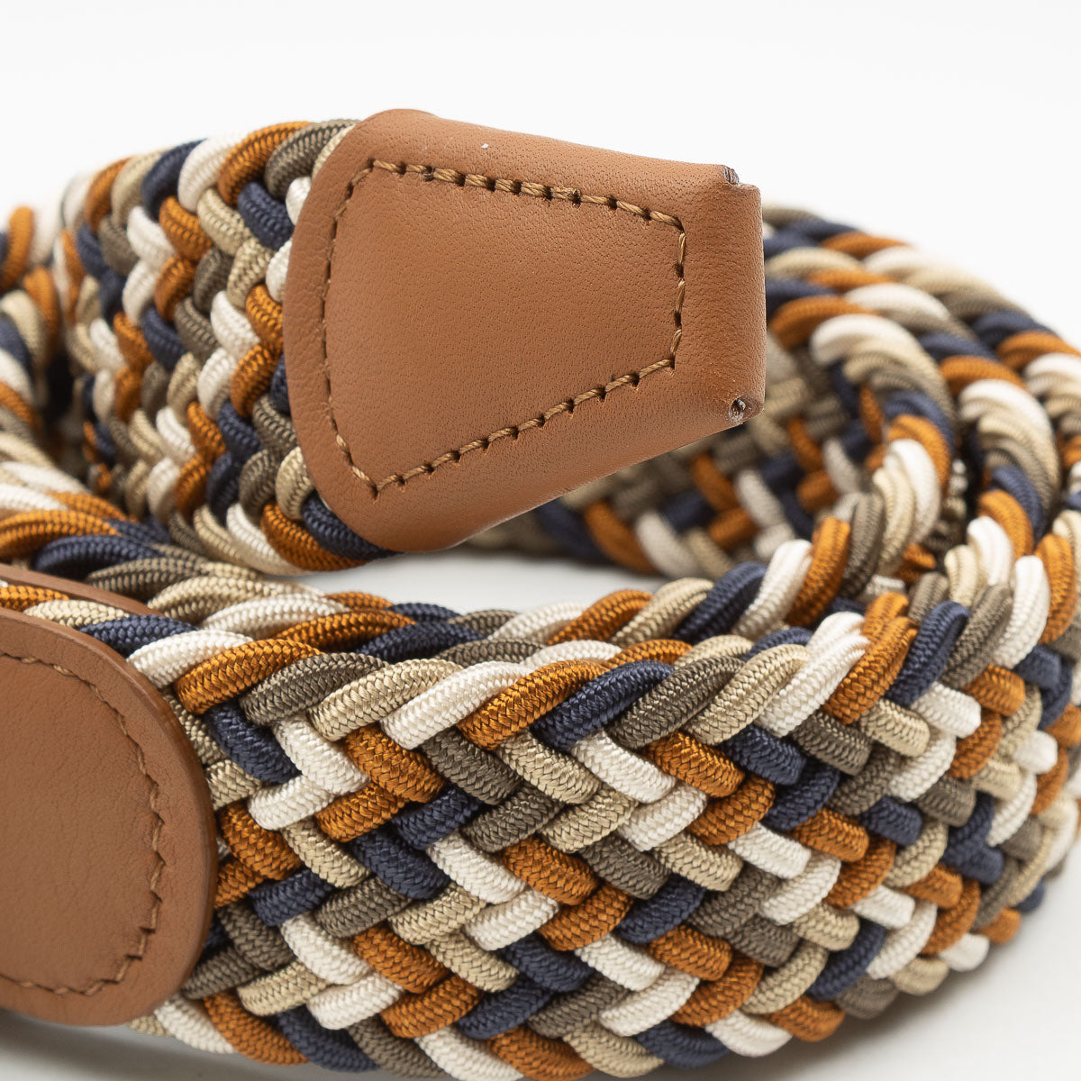 Belt - Tan/Navy Multi Woven Elasticated