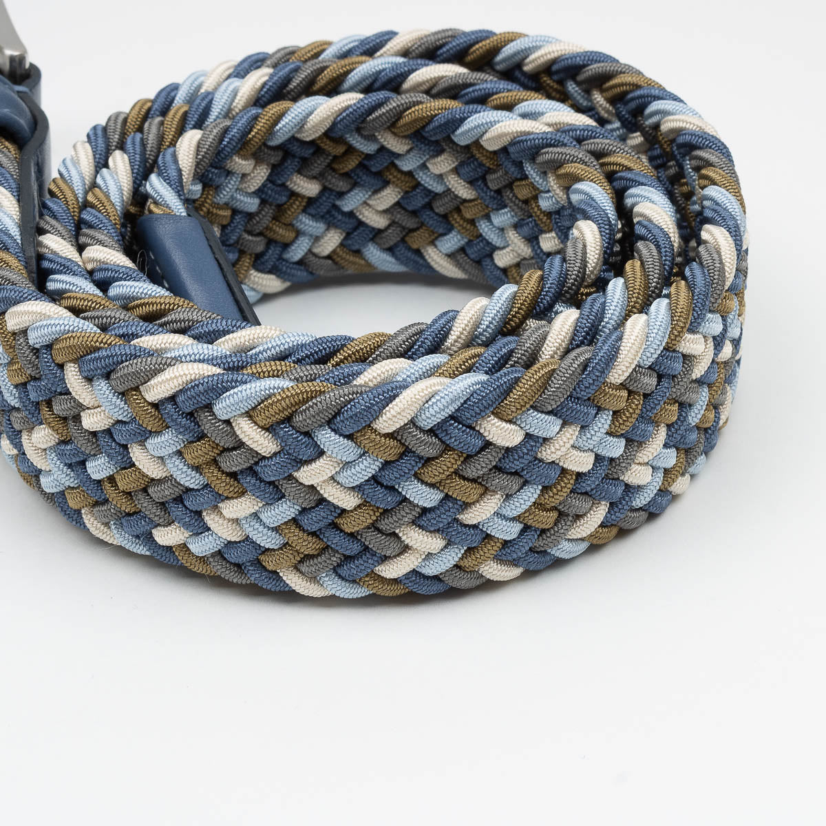 Belt - Blue/Olive/Grey Woven Elasticated