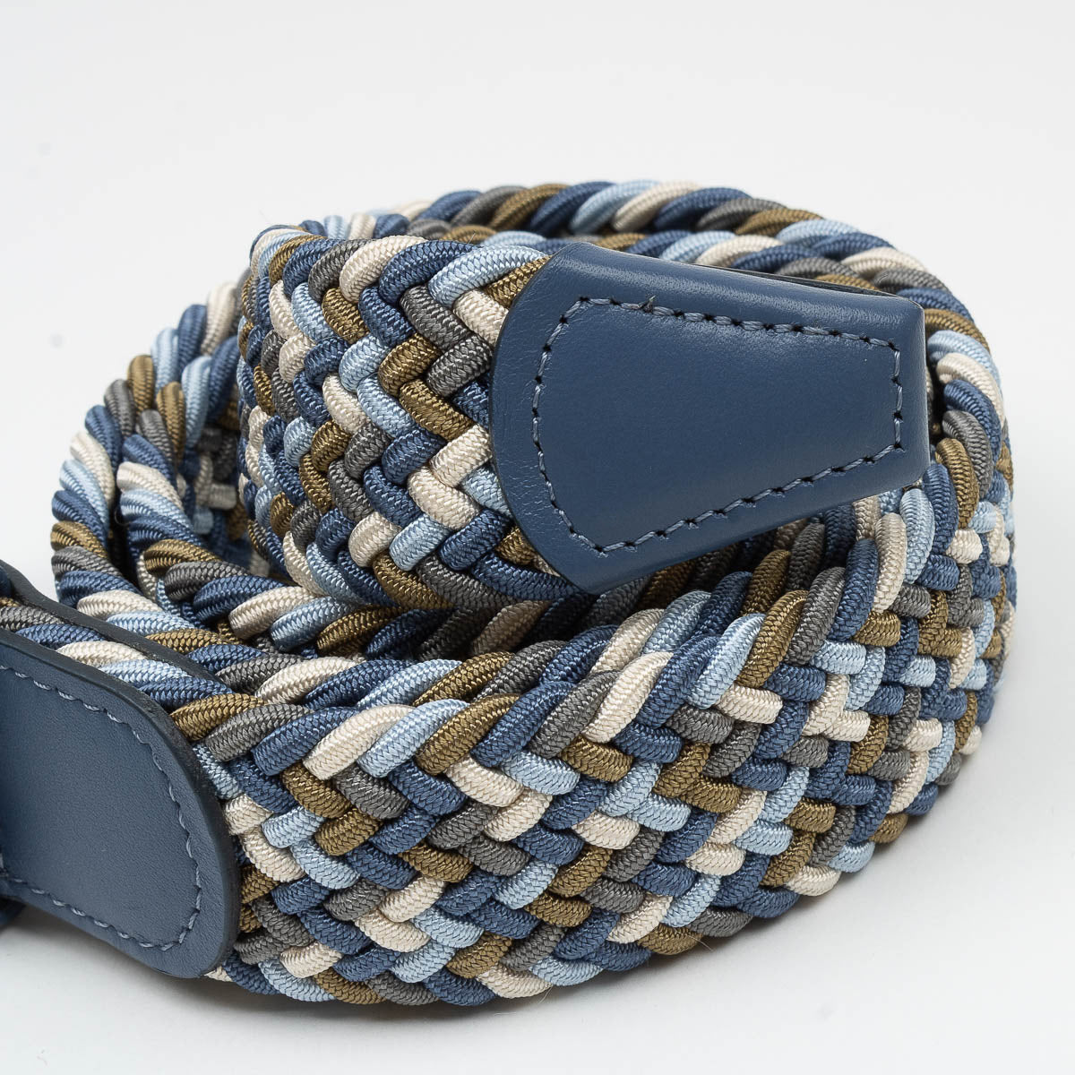 Belt - Blue/Olive/Grey Woven Elasticated