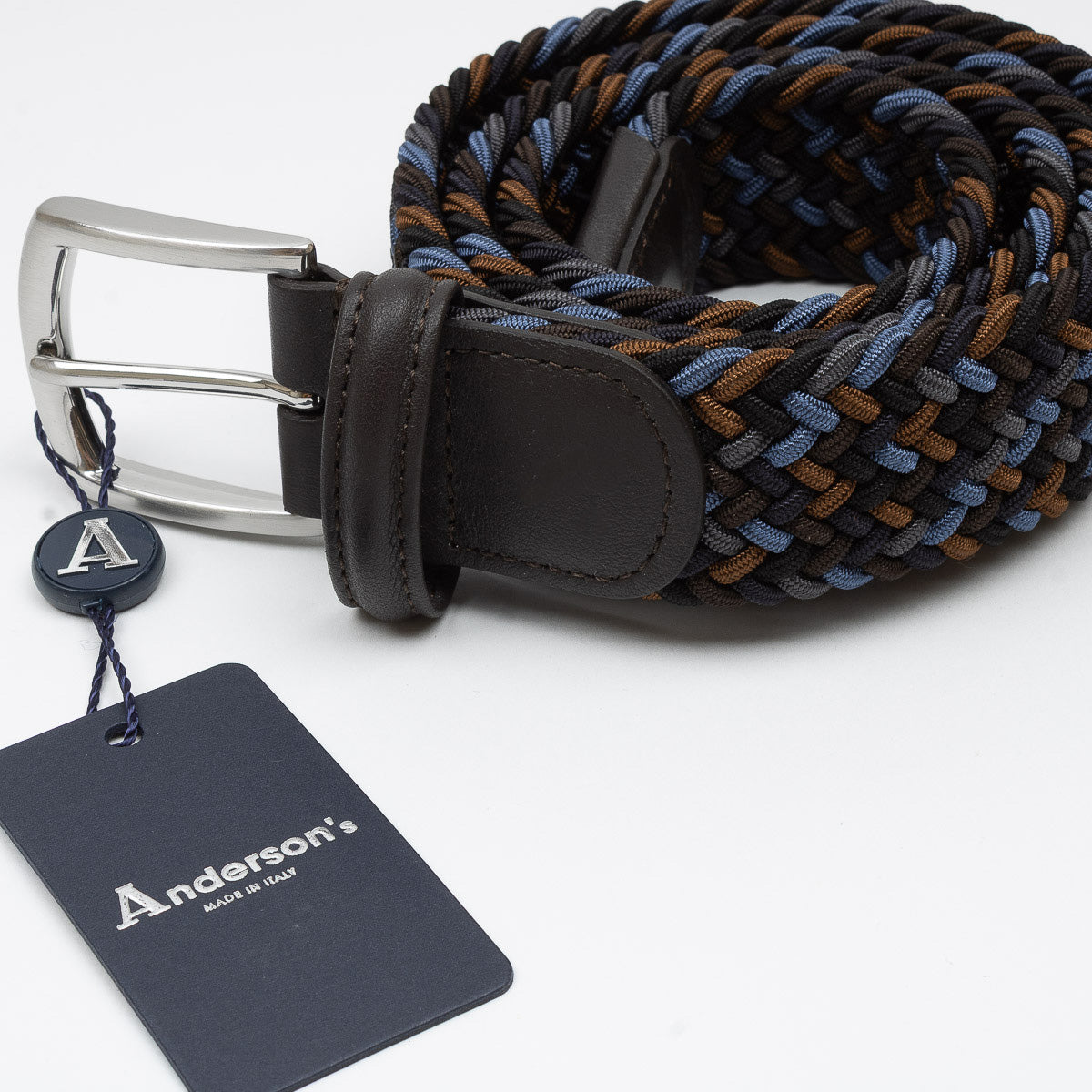 Belt - Brown/Blue/Black Woven Elasticated
