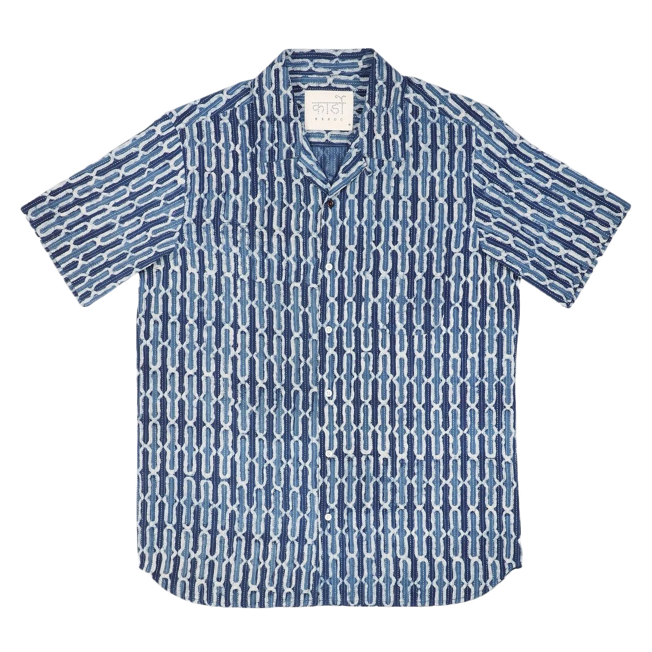 Lamar Camp Collar Shirt - Navy/Blue