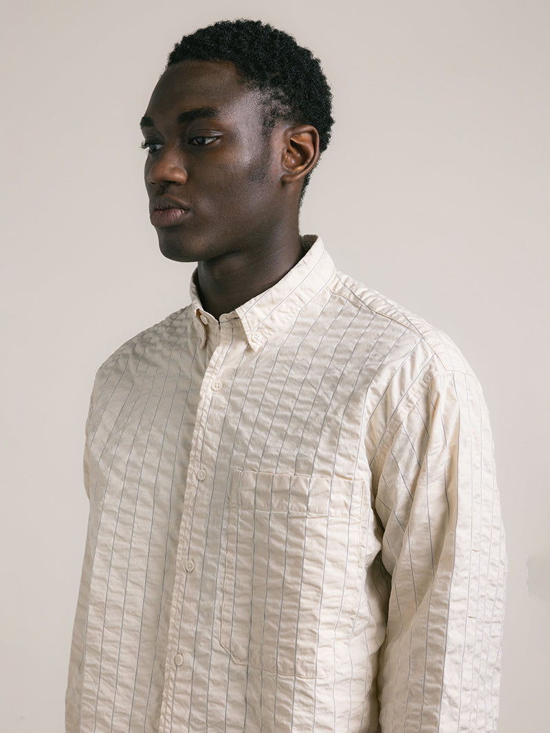 Dirleton Shirt - Ecru Seersucker Stripe