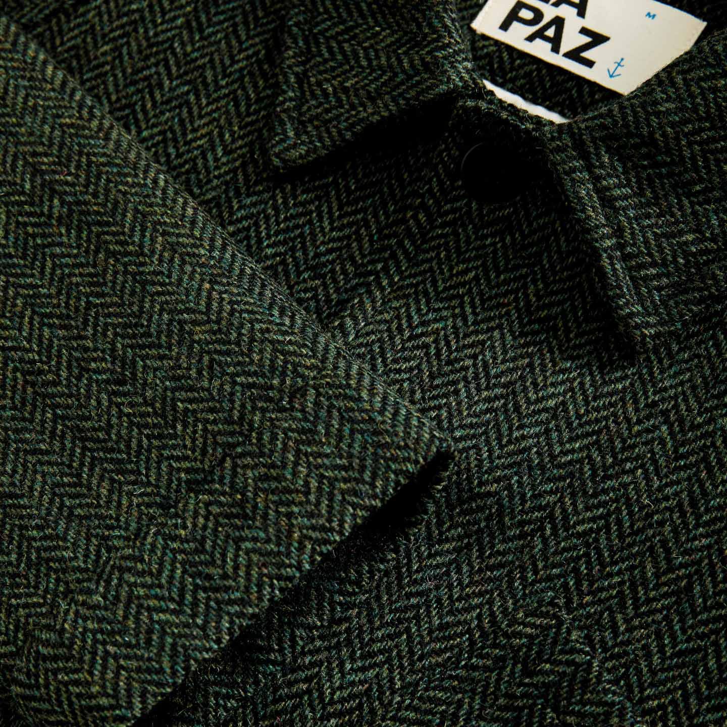 Mantero Expedition Wool Jacket - Black/Green Herringbone