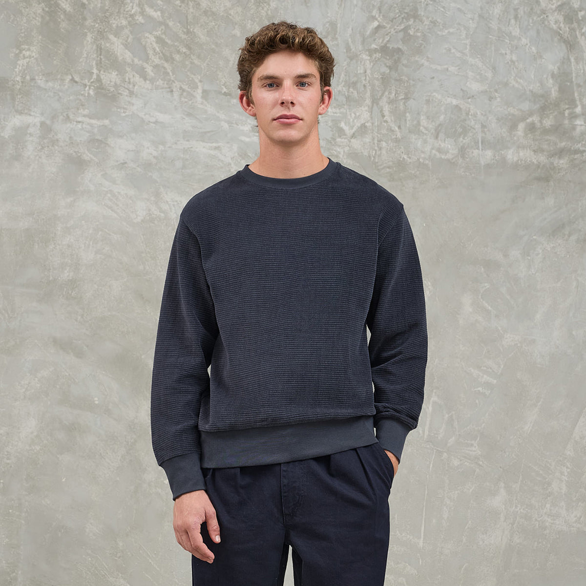 Nobre Classic Sweatshirt - Ribbed Dark Navy