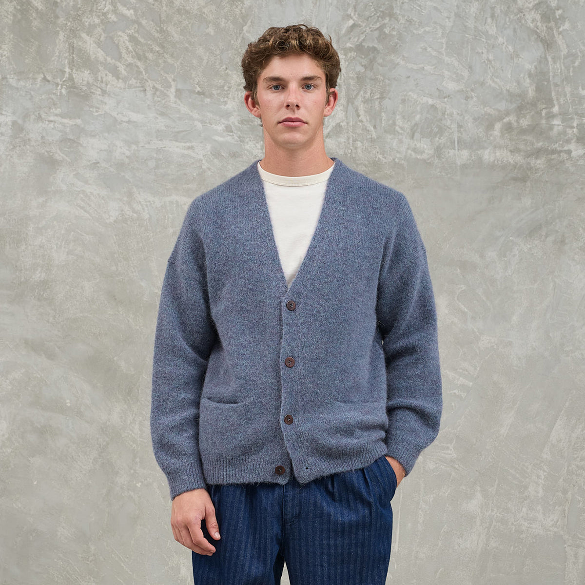 Queiroz Rib Cardigan - Blue