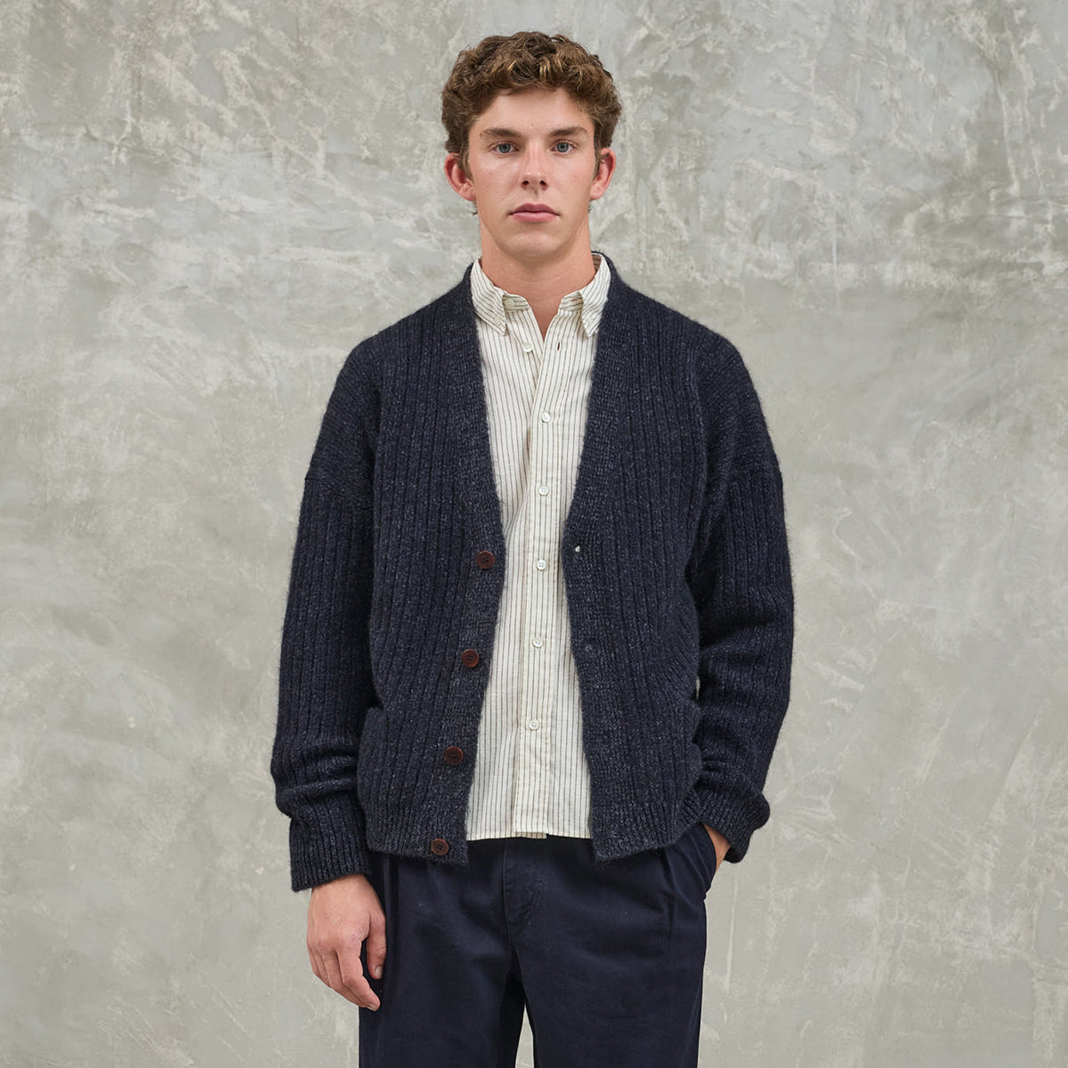 Queiroz Cardigan - Dark Navy/Grey