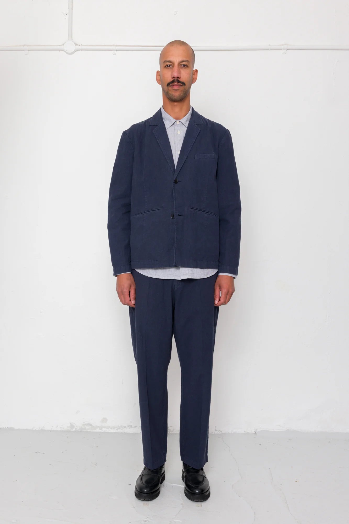Lunar Blazer - Dark Navy Cotton Linen