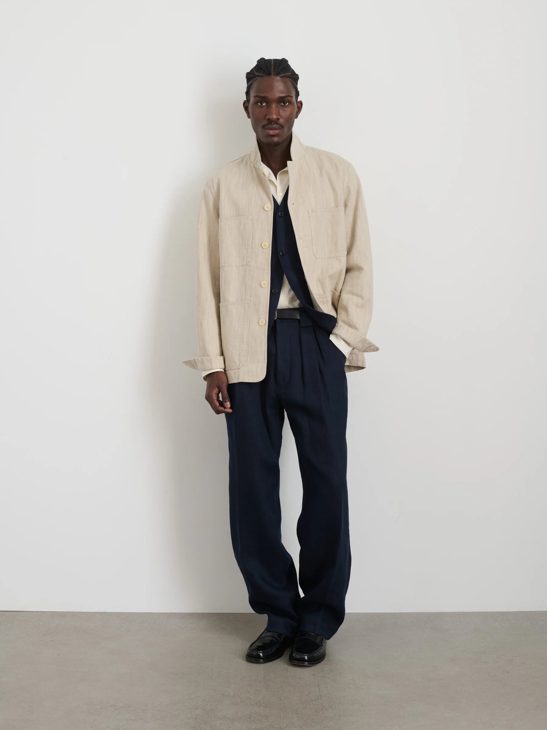 Work Jacket - Flax Ivory Cotton Linen