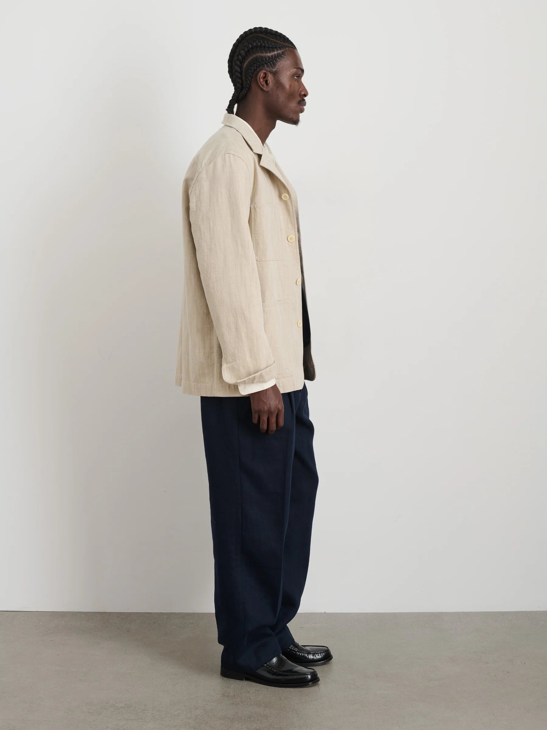 Work Jacket - Flax Ivory Cotton Linen