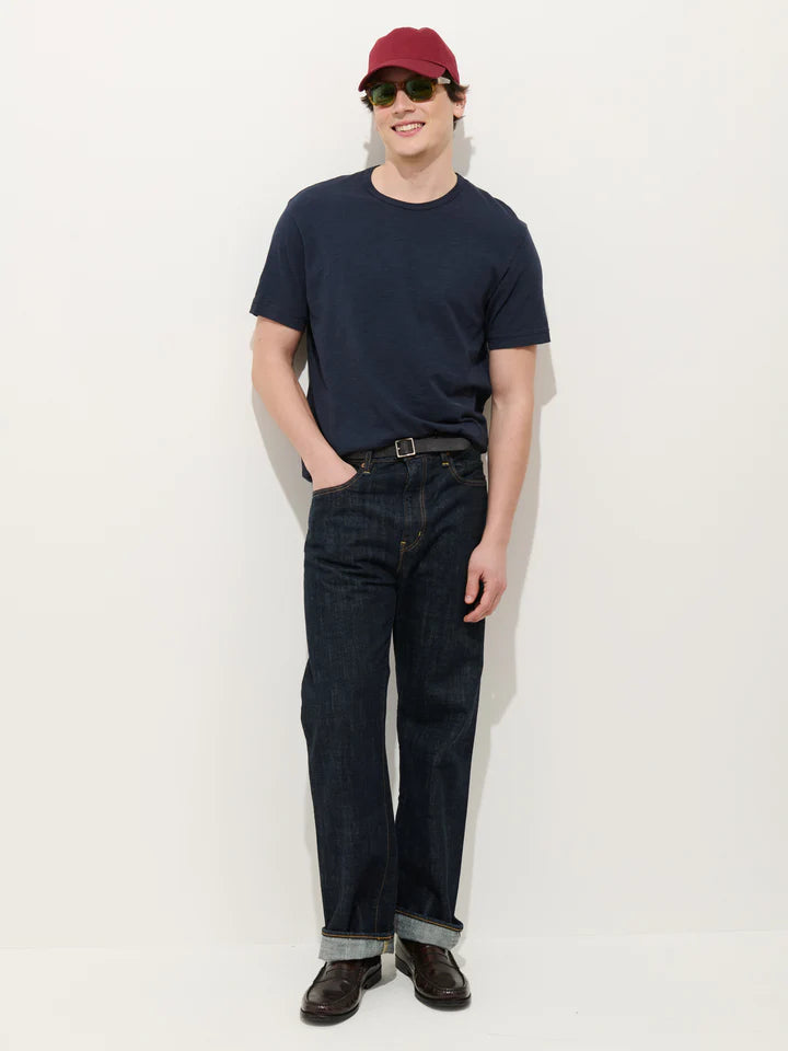Slub Cotton T-Shirt - Navy
