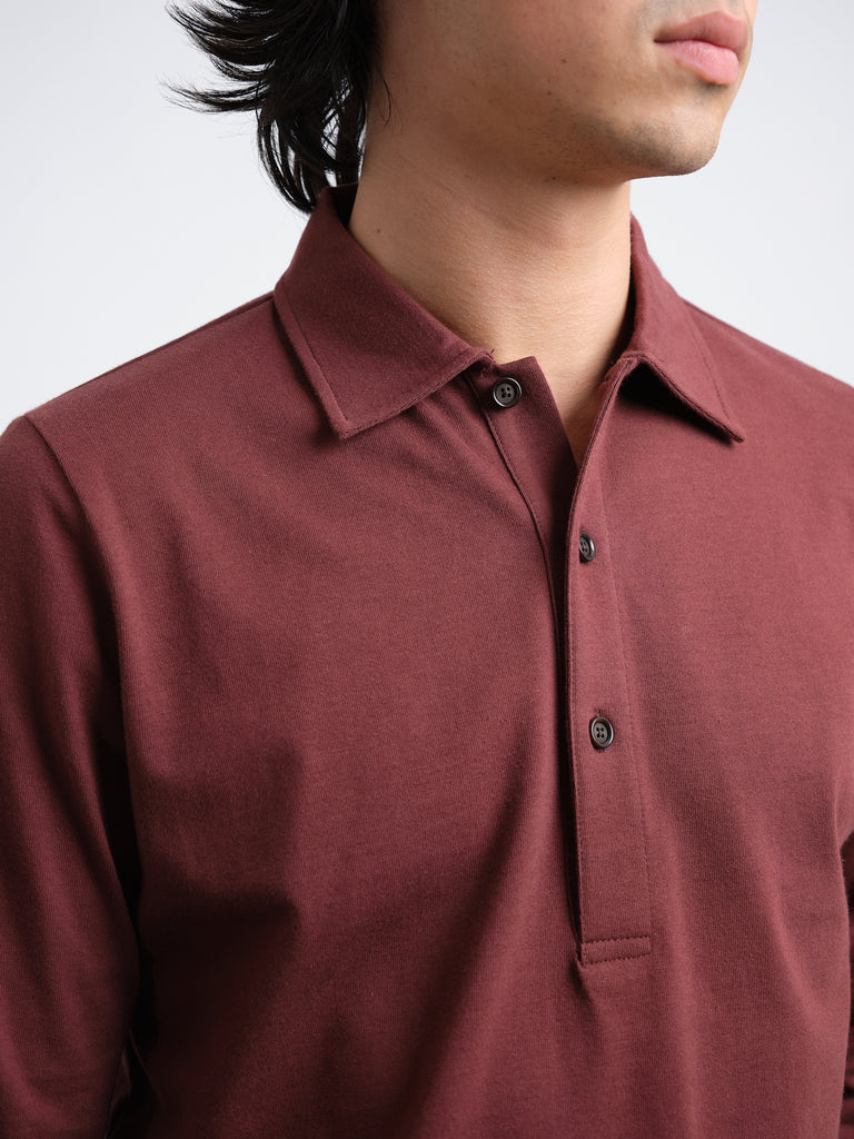 Mersey Long Sleeve Polo Shirt - Maroon Parton