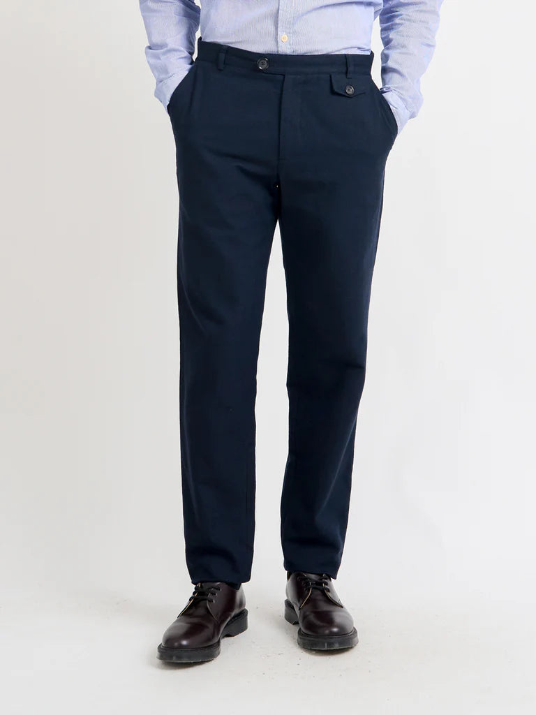 Fishtail Trousers - Navy Stockbridge