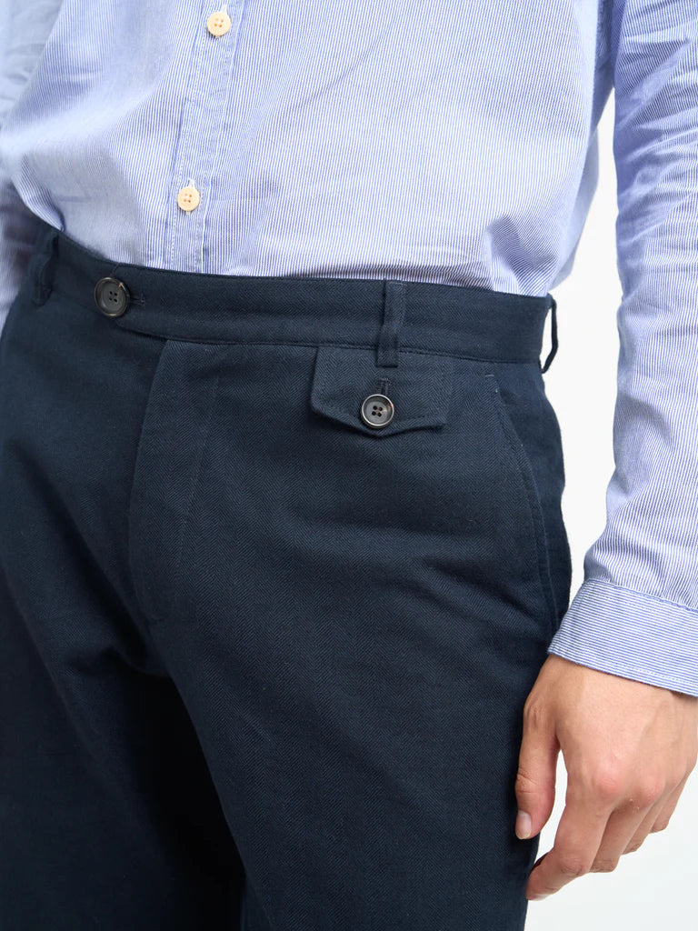 Fishtail Trousers - Navy Stockbridge