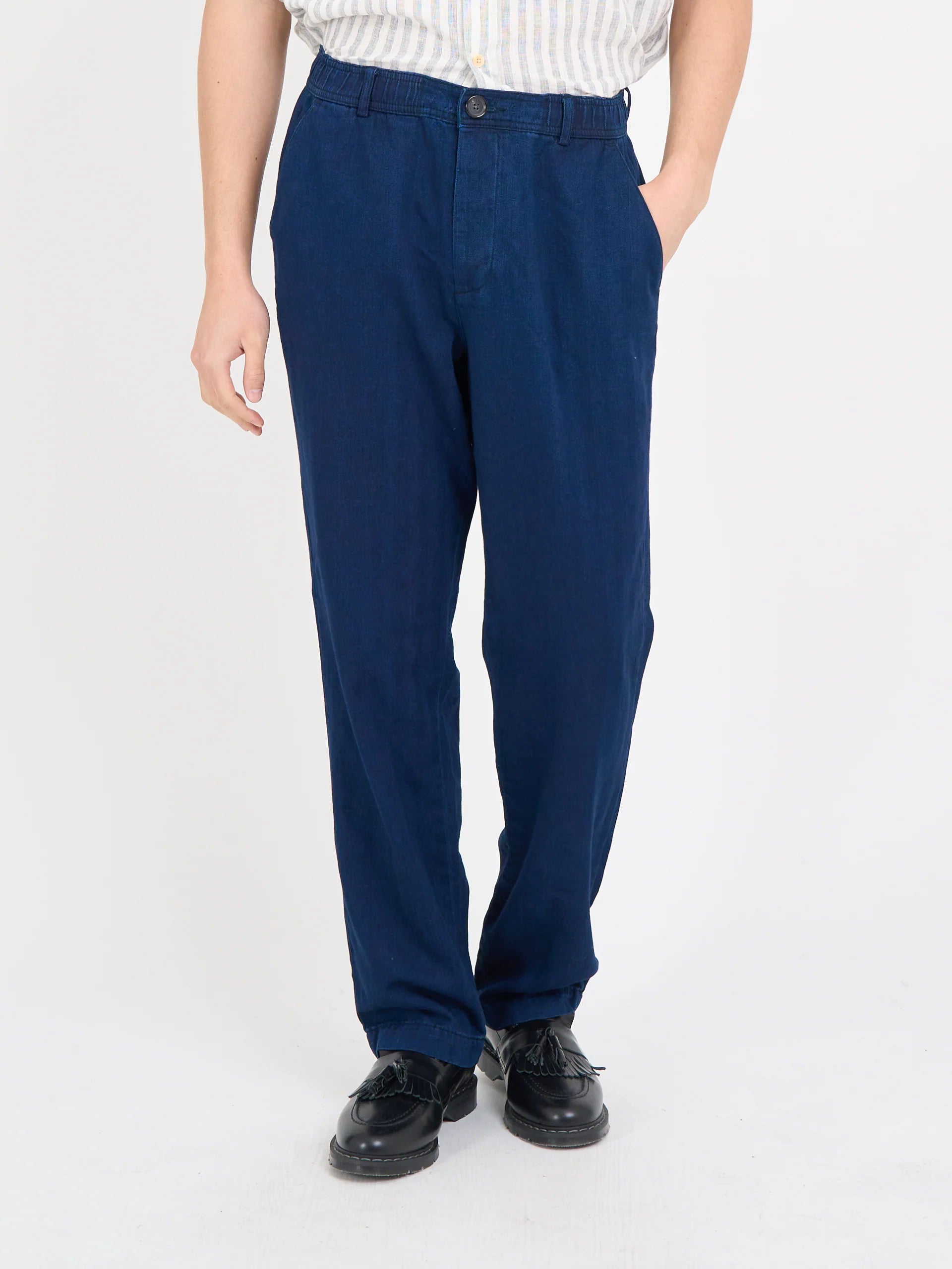 Morton Pleated Trousers - Indigo Blue Faye