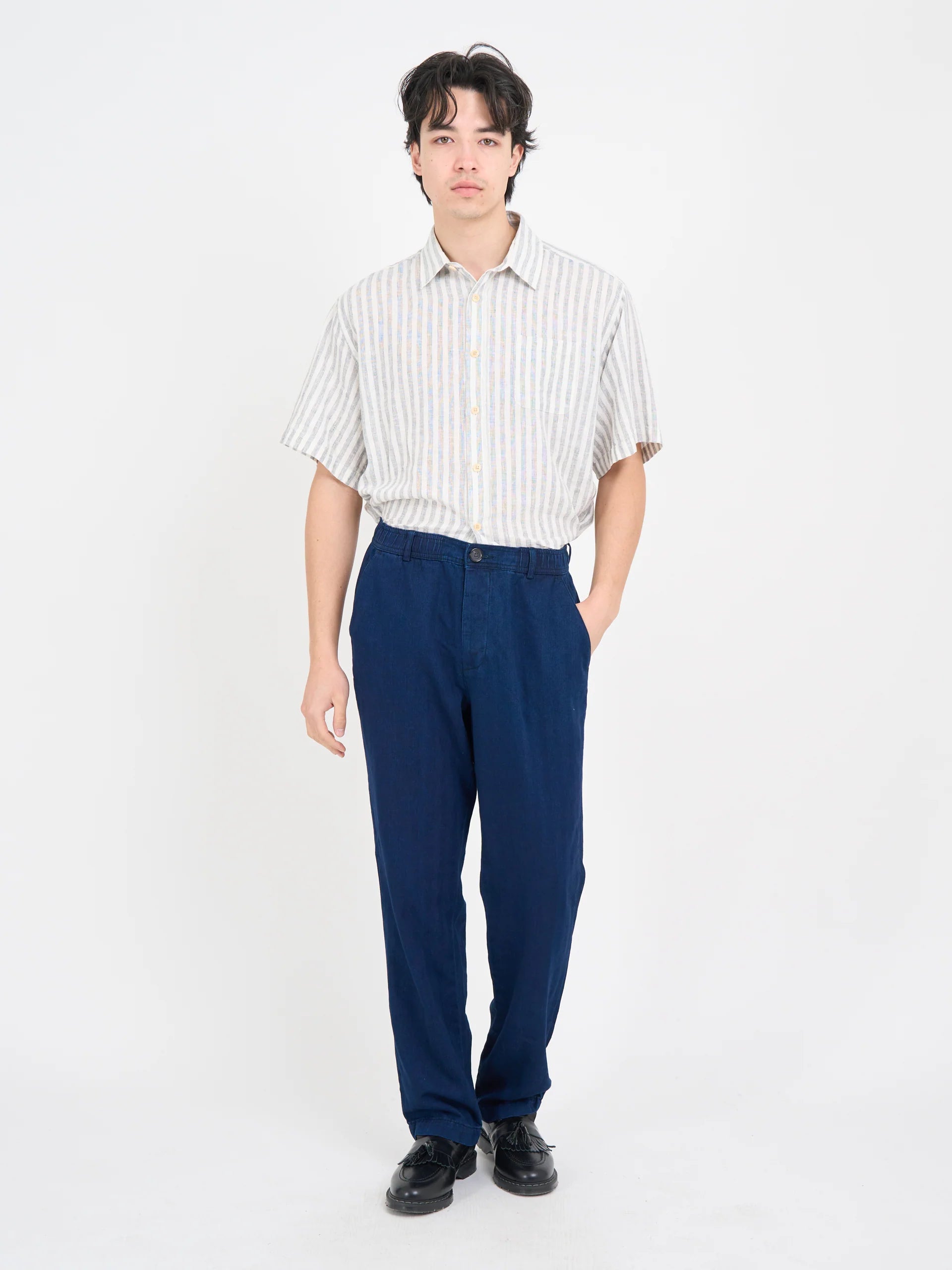 Morton Pleated Trousers - Indigo Blue Faye