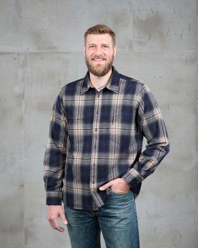 1937 Roamer Shirt - Blue/Beige Check Flannel