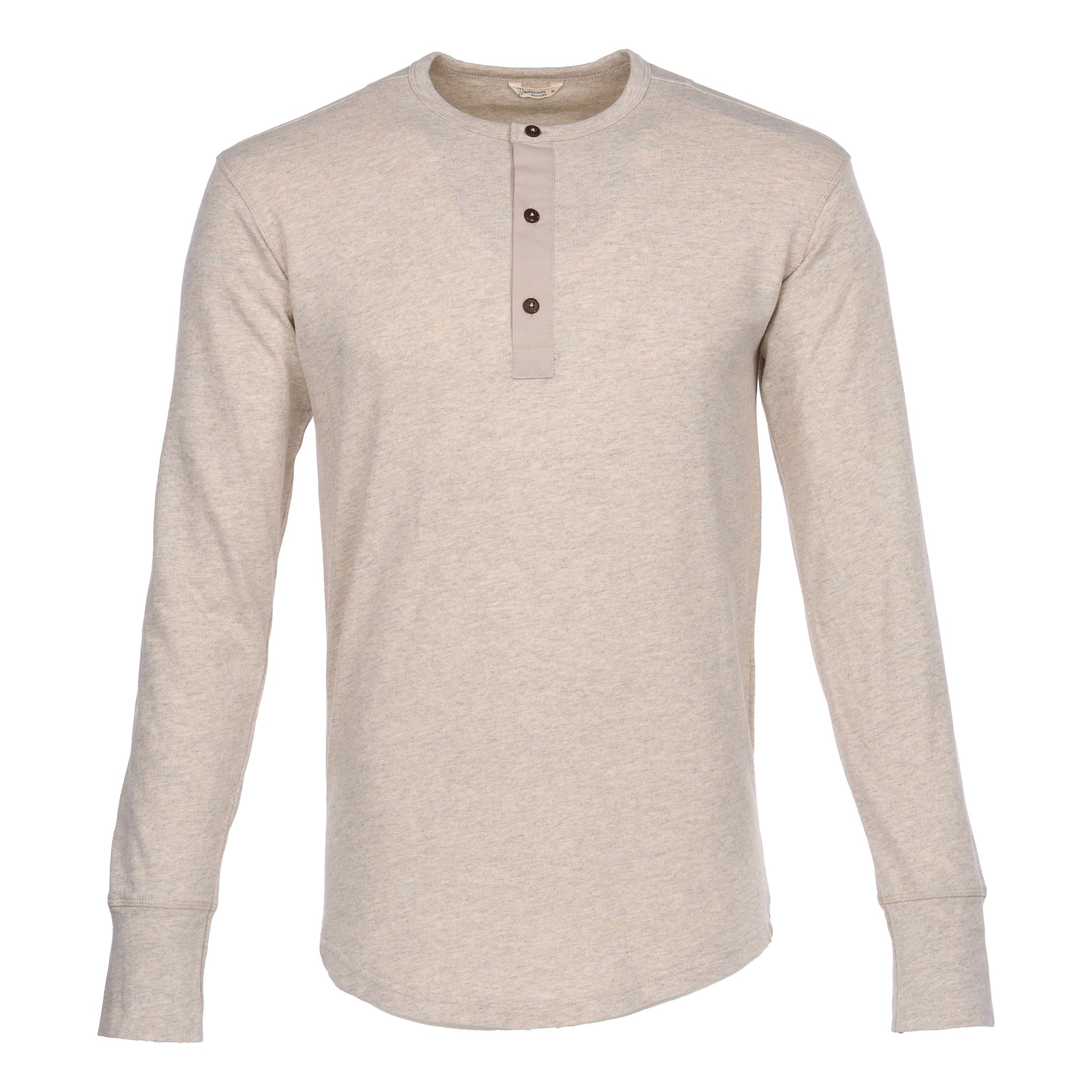 Buy online Pike Brothers 1927 Long Sleeve Henley Ecru Melange