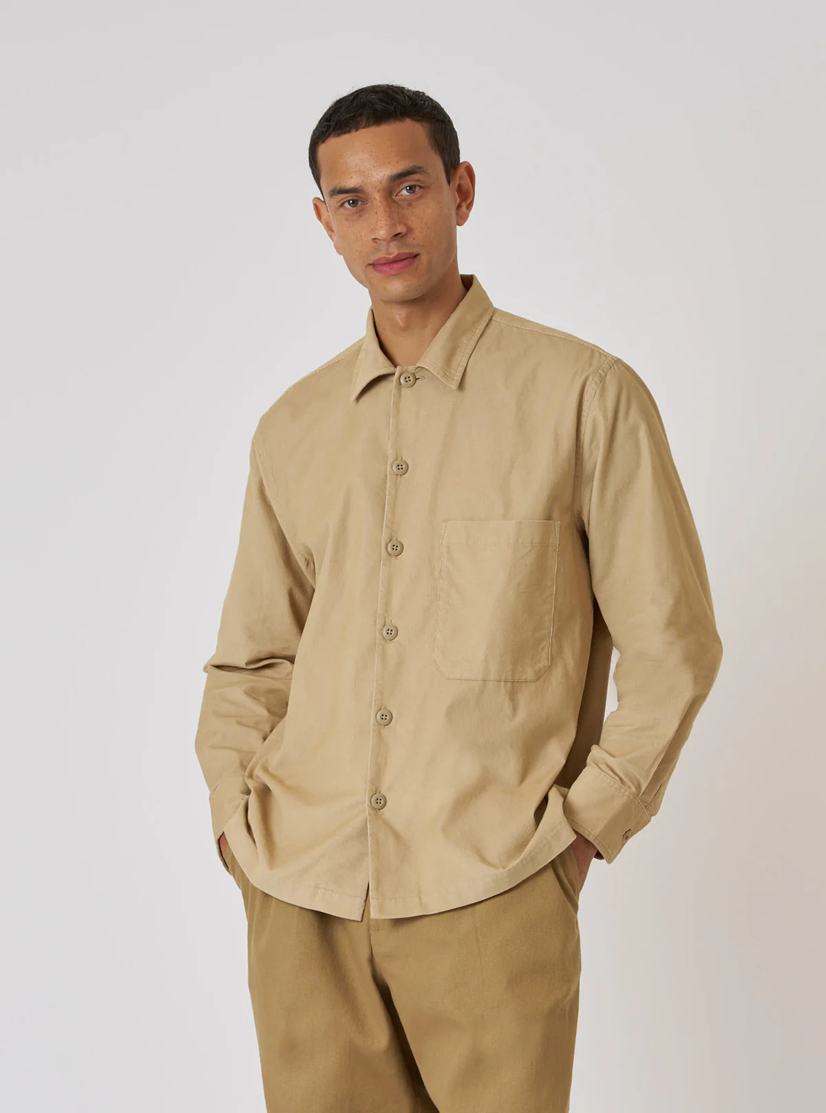 Organic Fine Cord Fatigue Shirt - Sand