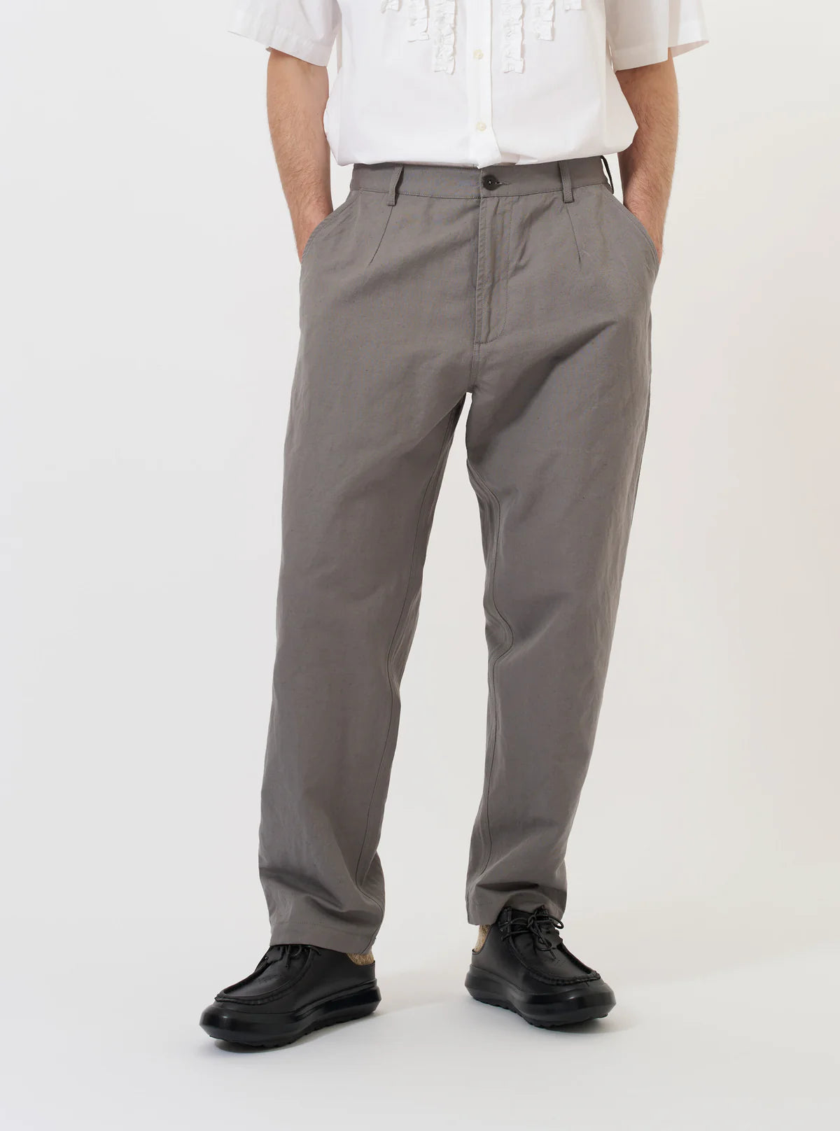 Dizzy Trouser - Mid Grey Linen Slub Weave