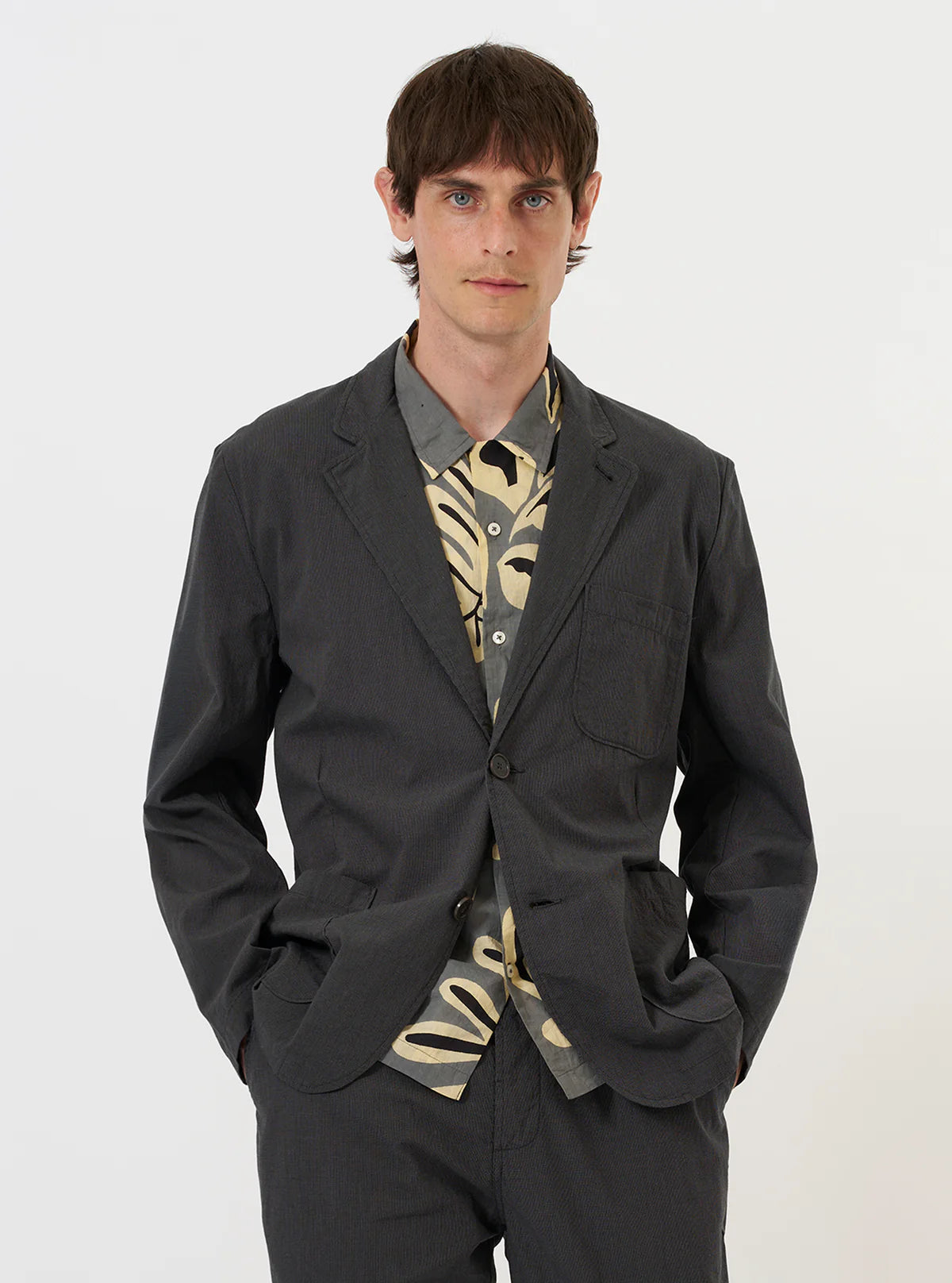 Two Button Jacket - Charcoal Seattle Cotton