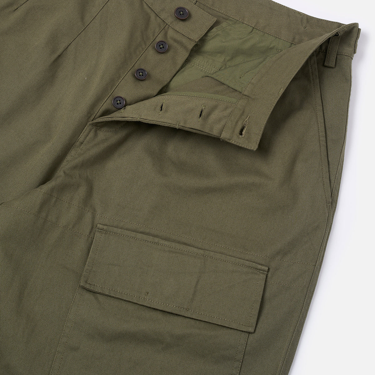 Loose Pilot Trouser - Olive Green Twill