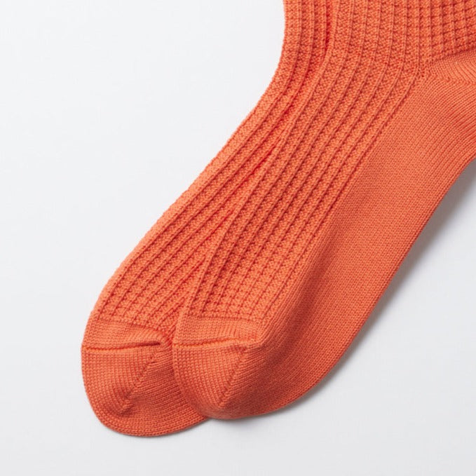 Cotton Waffle Crew Socks - L.Orange