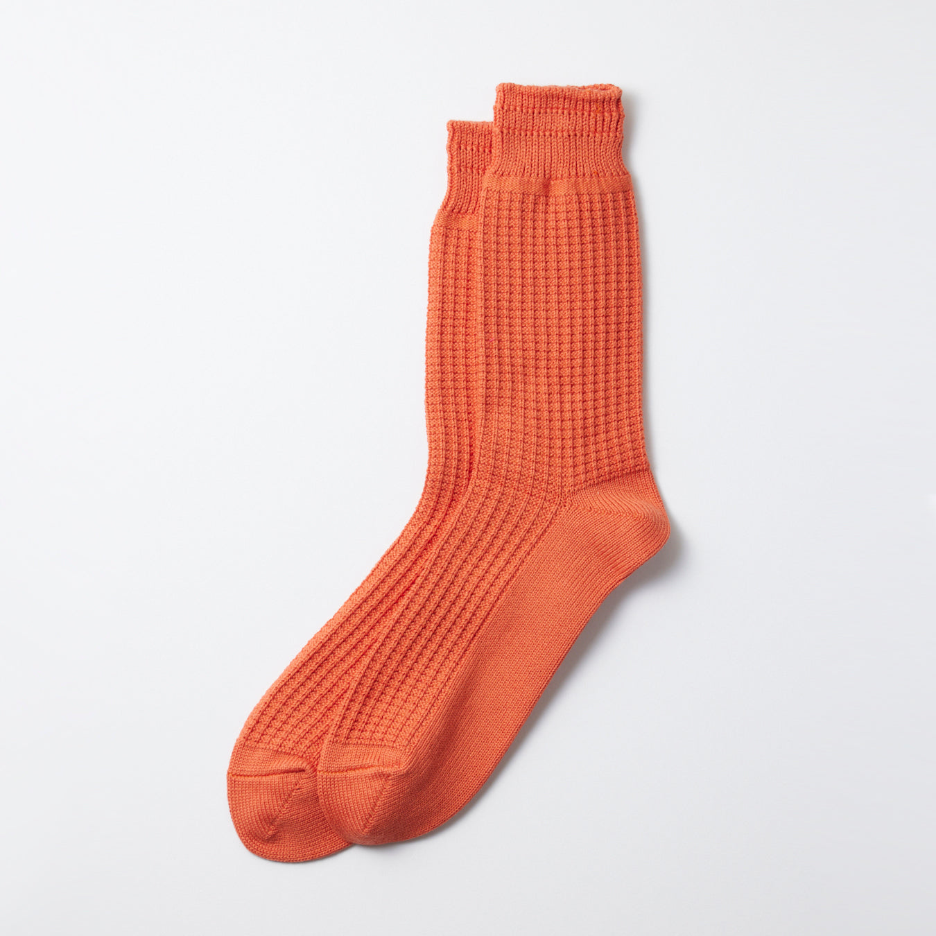 Cotton Waffle Crew Socks - L.Orange