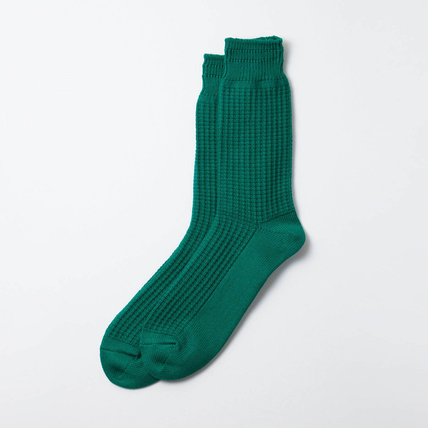 Cotton Waffle Crew Socks - Sea Green