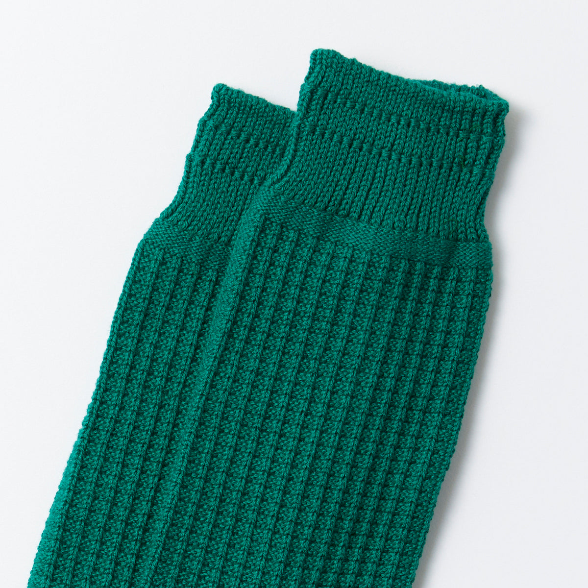 Cotton Waffle Crew Socks - Sea Green
