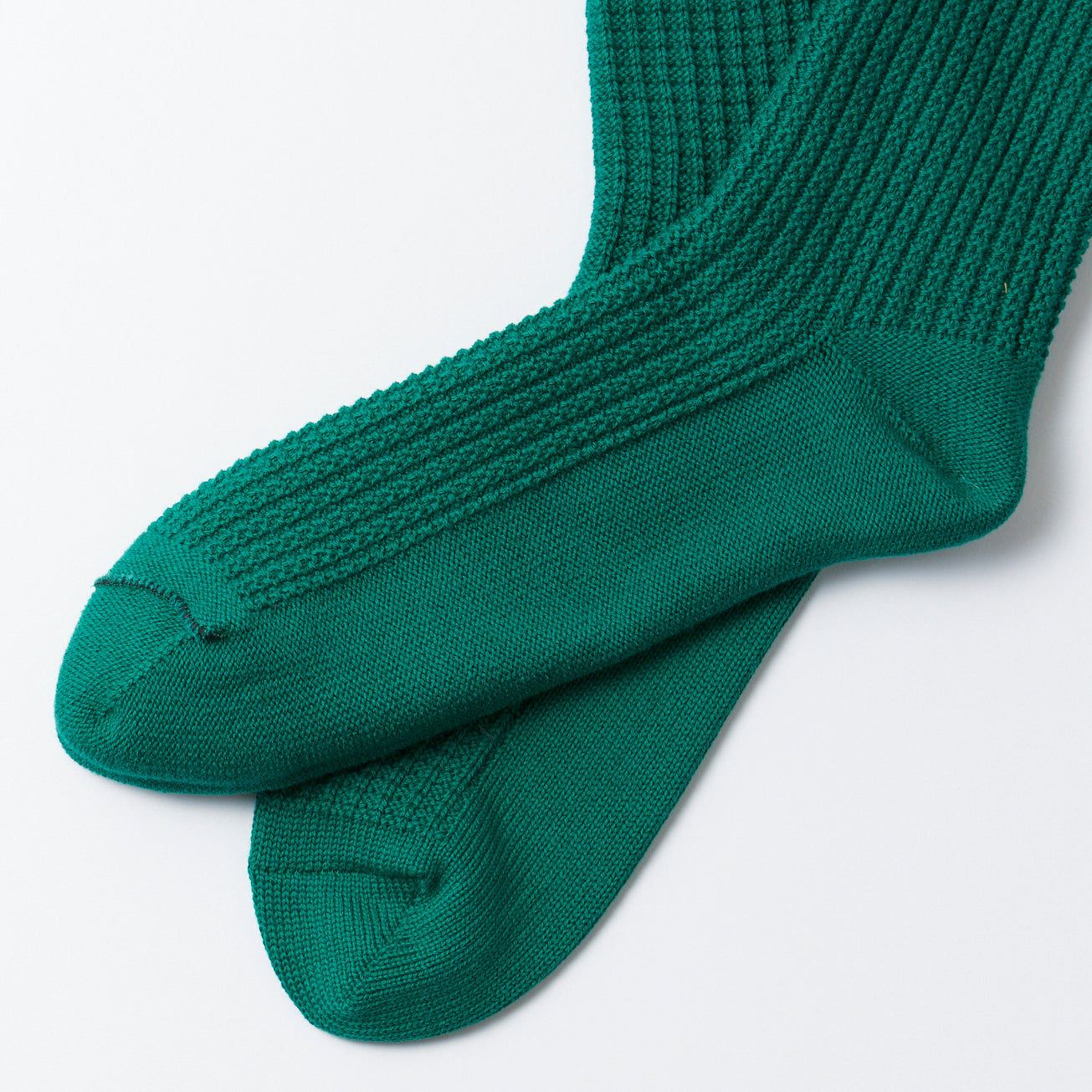 Cotton Waffle Crew Socks - Sea Green