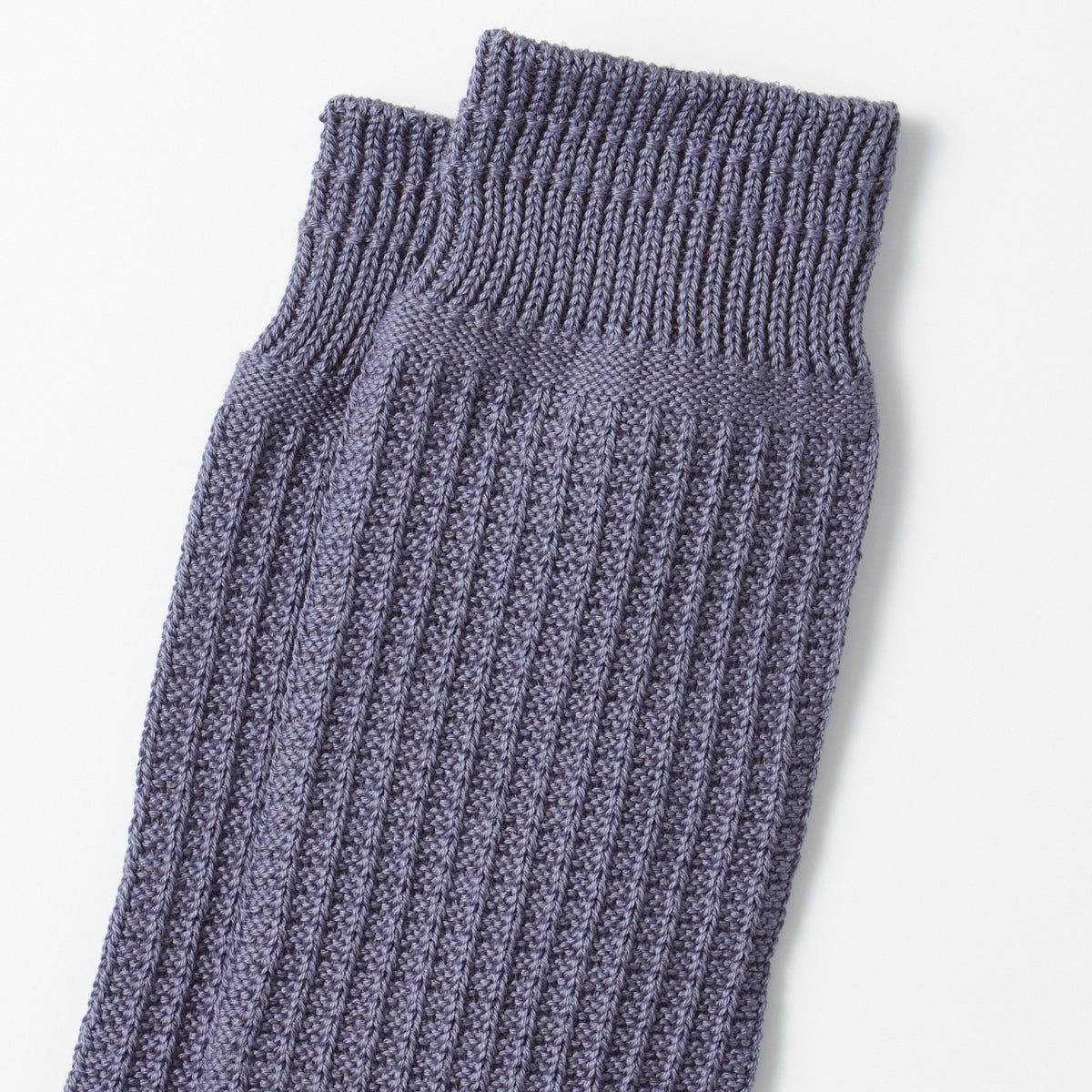 Cotton Waffle Crew Socks - Steel Blue