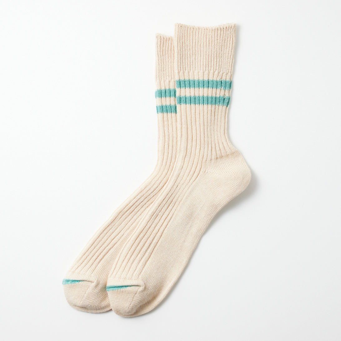 Hemp Organic Socks - White Sand/Turquoise