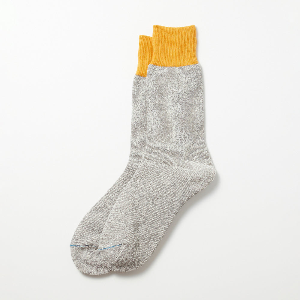 Double Face Crew Silk/Cotton Sock - D Yellow/Grey