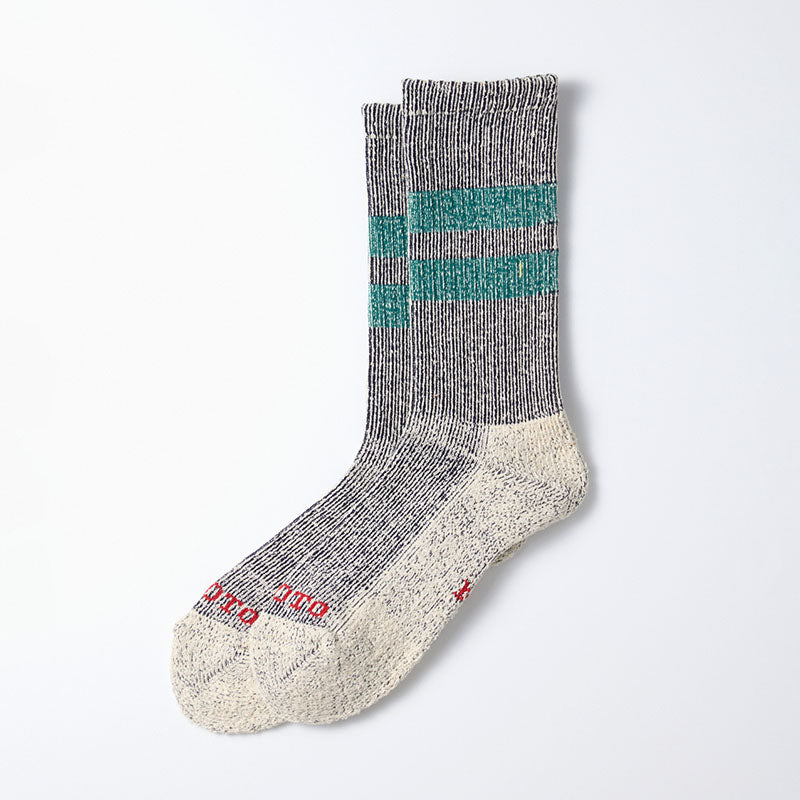 Pile Stripe Marl Sock - Navy/Sea Green