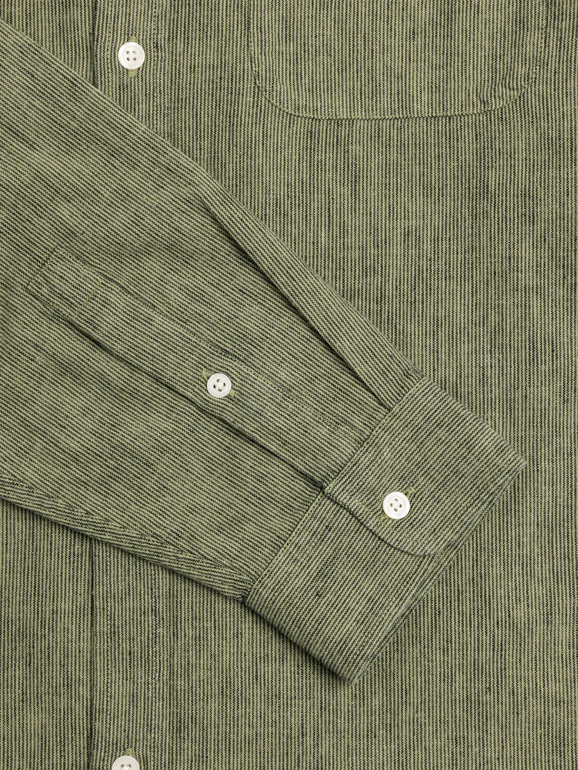 Raeburn Button Down Shirt - Green Linen Blend