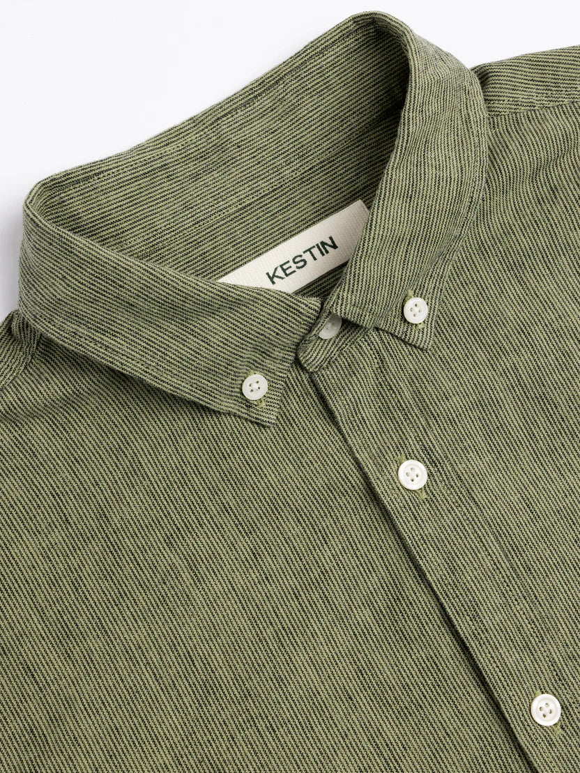 Raeburn Button Down Shirt - Green Linen Blend